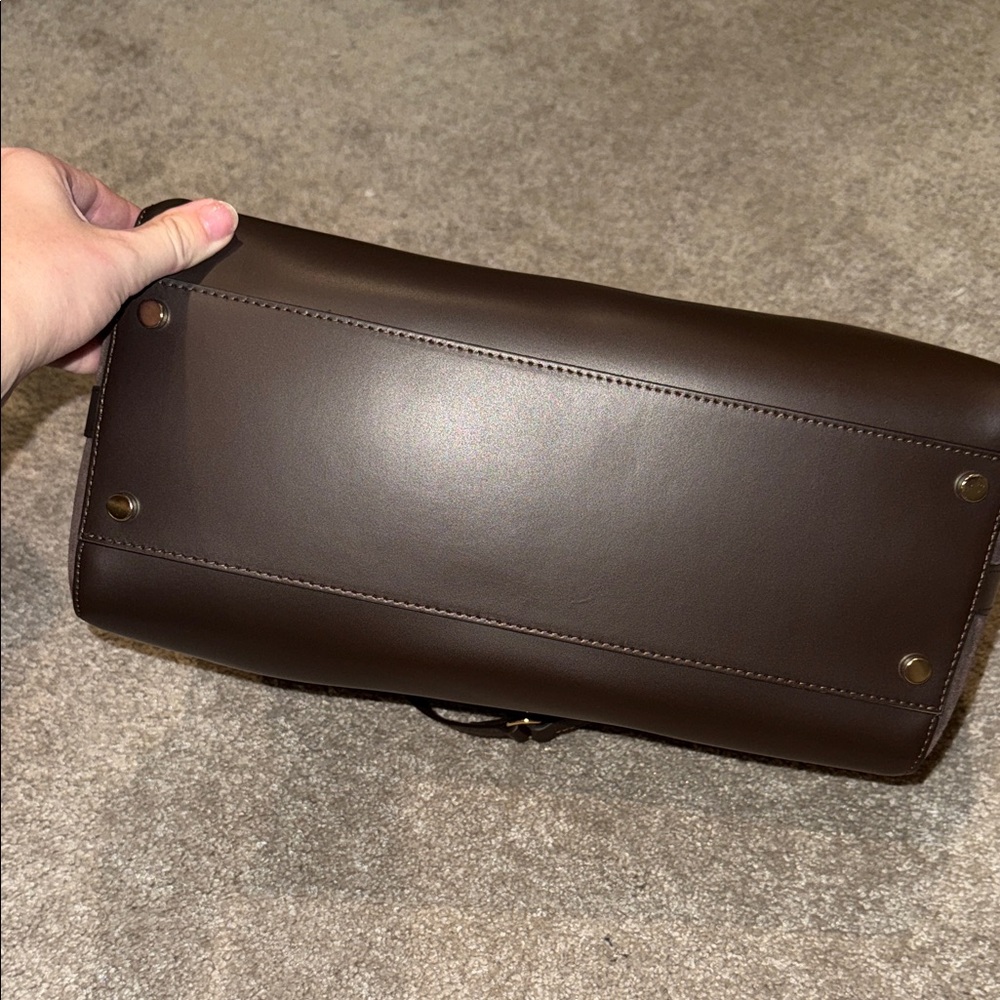 Dark Brown Suede & Leather Satchel Bag - Picture 10 of 11